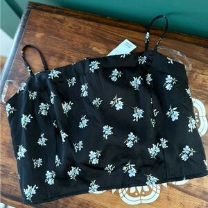 American Eagle Floral Black Women's Top